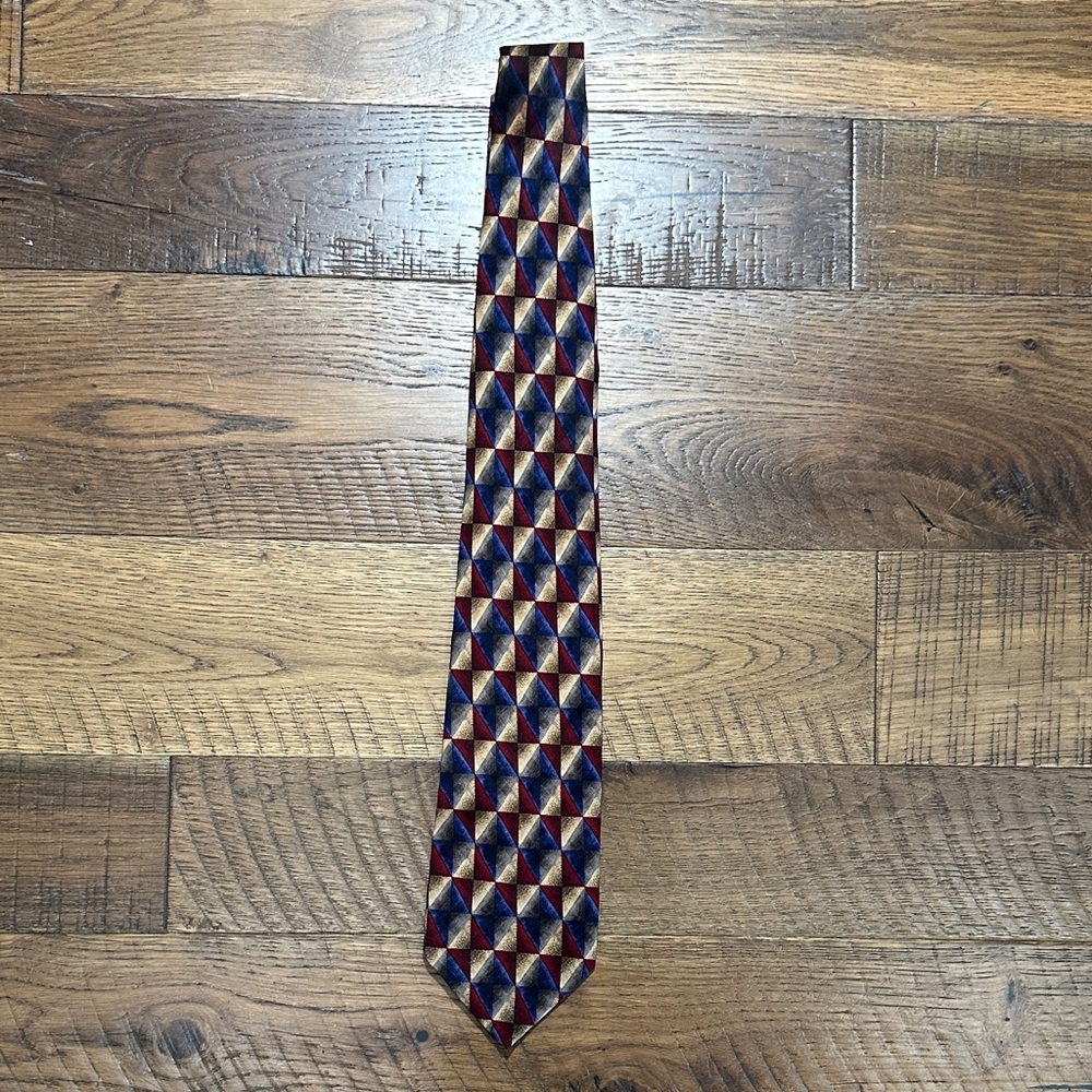 Nordstrom JZ Richard’s Geometric Patterned Silk Tie in Red, Blue, and Gold - Picture 6 of 6